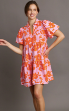Load image into Gallery viewer, Sunset Two Toned Pink and Orange Floral Dress
