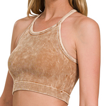 Load image into Gallery viewer, Ribbed Washed Seamless Crop Cami Top
