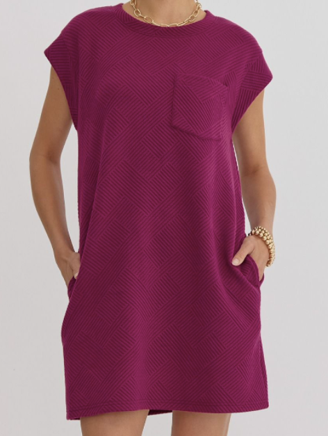 Plum Textured Mini Dress