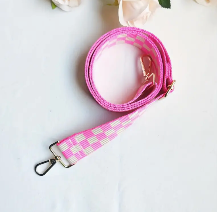 Pink Checkered Bag Strap