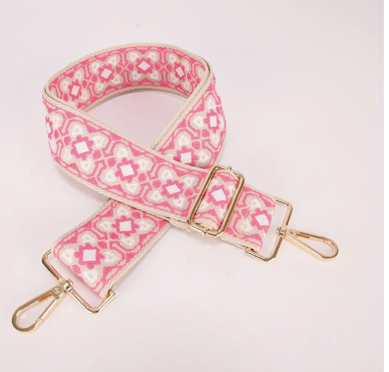 Baby Pink Embroidered Bag Strap