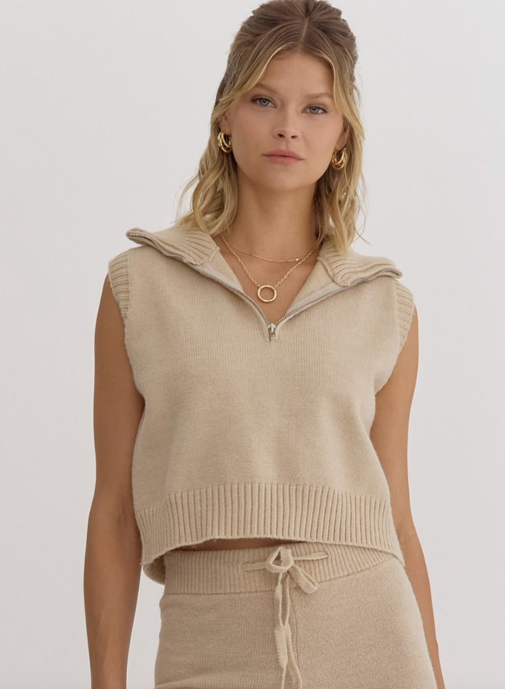 Neutral Dreams Half Zip Sweater