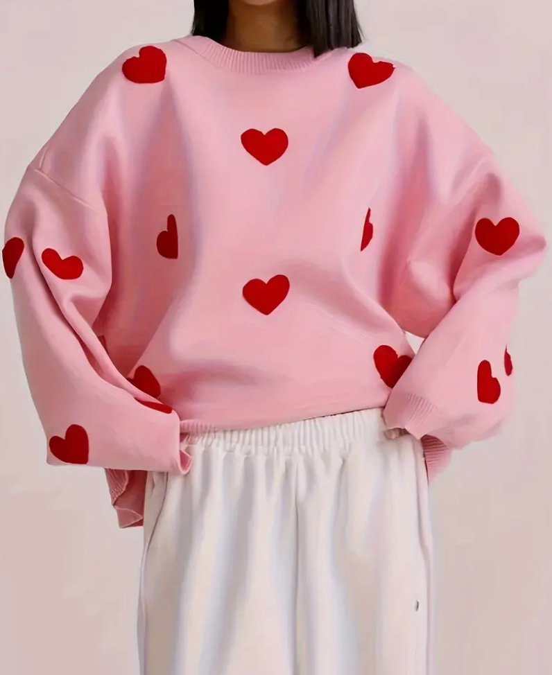 Whole Lotta Love Pink Heart Sweater