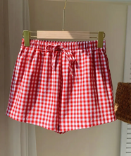 Load image into Gallery viewer, Check Yes Checkered Red Shorts
