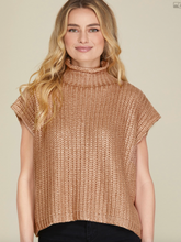 Load image into Gallery viewer, Gold Stars Metallic Sleeveless Turtleneck Sweater
