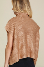 Load image into Gallery viewer, Gold Stars Metallic Sleeveless Turtleneck Sweater
