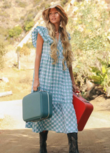 Load image into Gallery viewer, Light Blue Gingham Midi Checkered Dress
