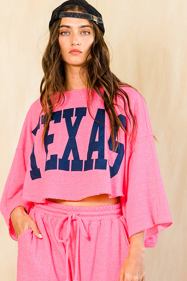 Hot Pink Texas Cropped Top