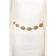 Load image into Gallery viewer, Western Oval Turquoise Chain Belt: Gold
