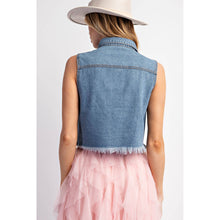 Load image into Gallery viewer, Denim Washed Sleeveless Shirt Vest
