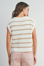 Load image into Gallery viewer, Warm Days Taupe Crew Neck Striped Tank Top
