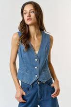 Load image into Gallery viewer, These Are The Days Denim Button Down Vest Top- Medium Wash
