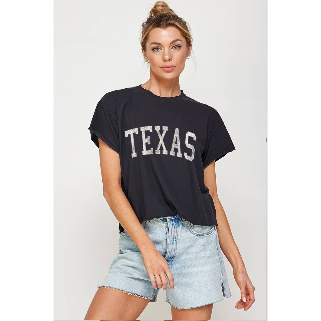 Texas Black Vintage Graphic Crop