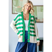 Load image into Gallery viewer, Stripe Mix Oversize Cardigan: Red Combo
