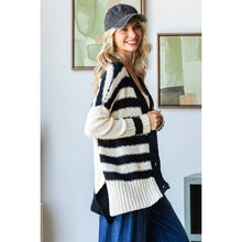 Load image into Gallery viewer, Stripe Mix Oversize Cardigan: Red Combo
