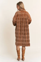 Load image into Gallery viewer, Teddy Brown Rushed Velvet Boxy Long Sleeve Shirt Dress
