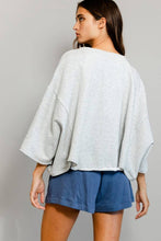 Load image into Gallery viewer, Texas&#39; Graphic Oversized Cropped Top Grey Navy
