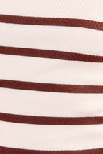 Load image into Gallery viewer, Cream Brown Round Neck Long Sleeve Stripe Knit Bodysuit
