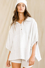 Load image into Gallery viewer, Ash Grey Oversized Drawstring Tie Sleeves Top
