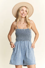 Load image into Gallery viewer, Summer Nights Denim Smocked Romper
