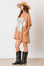 Load image into Gallery viewer, Washed Brown &#39;Nashville &#39; Graphic Prints Tee Dress
