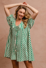 Load image into Gallery viewer, Feeling Lucky Green Striped Romper
