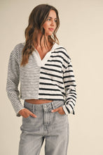 Load image into Gallery viewer, Perfect Pace Striped Knit Cropped Sweater
