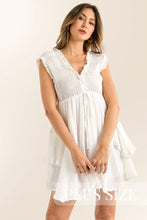 Load image into Gallery viewer, Summertime Dreams Ruffle White Mini Dress
