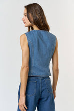 Load image into Gallery viewer, These Are The Days Denim Button Down Vest Top- Medium Wash
