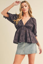 Load image into Gallery viewer, Sweet As Can Be Black Eyelet Embroidered Top
