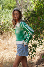 Load image into Gallery viewer, Green Striped Collared Top
