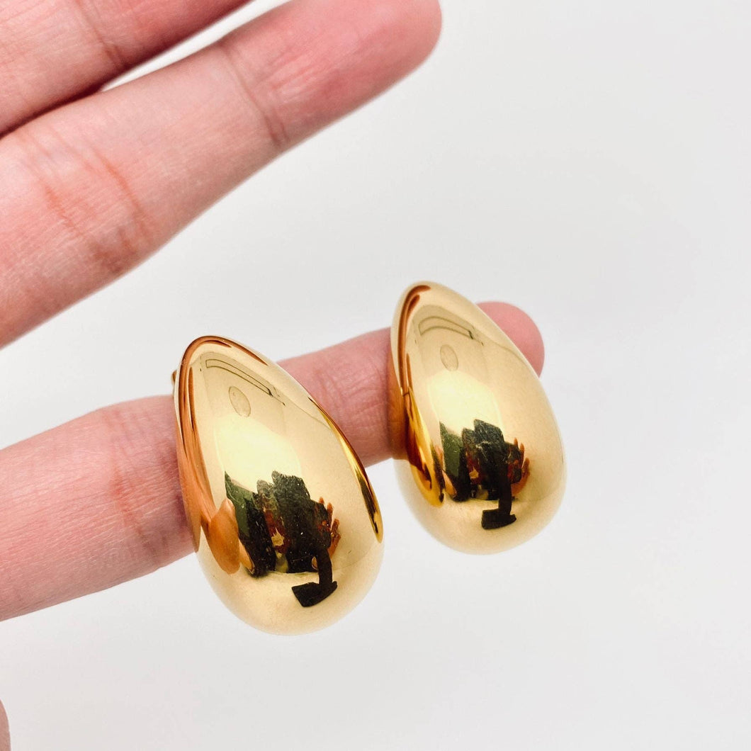 Golden Hollow Teardrop Earrings