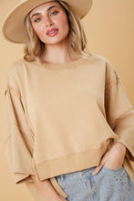 Load image into Gallery viewer, Beige Washed Crop Sweatshirt
