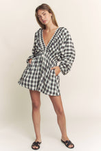 Load image into Gallery viewer, Searching For Love Plaid Black Romper
