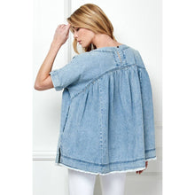 Load image into Gallery viewer, Must Have Oversized Pleated Denim Baydoll Top
