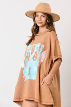 Load image into Gallery viewer, Washed Brown &#39;Nashville &#39; Graphic Prints Tee Dress
