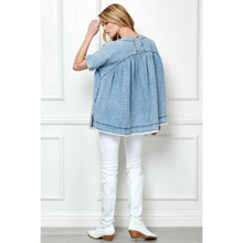 Load image into Gallery viewer, Must Have Oversized Pleated Denim Baydoll Top
