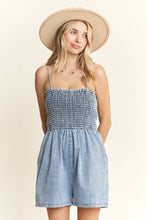 Load image into Gallery viewer, Summer Nights Denim Smocked Romper
