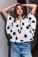 Load image into Gallery viewer, Polka Dot Ruffle Sleeves Print Top
