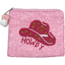 Load image into Gallery viewer, Howdy Pink Cowboy Hat Beaded Wallet
