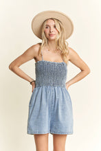 Load image into Gallery viewer, Summer Nights Denim Smocked Romper
