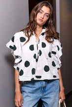 Load image into Gallery viewer, Polka Dot Ruffle Sleeves Print Top
