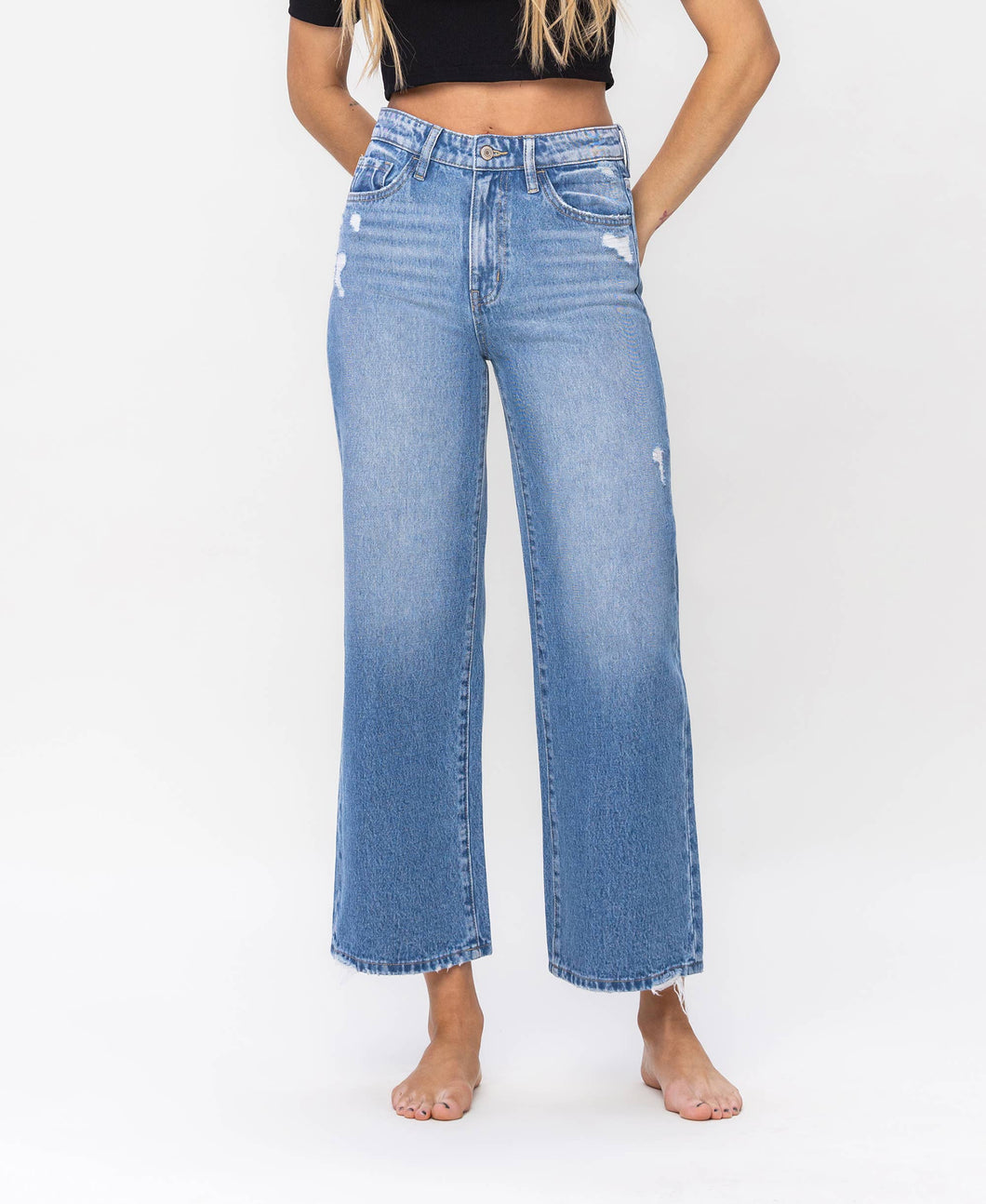 Restored High Rise Wide Leg Jeans- Vervet