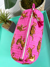 Load image into Gallery viewer, Pinky Quilted Tiger Print Makeup Bag | Cosmetics Toiletry Bag
