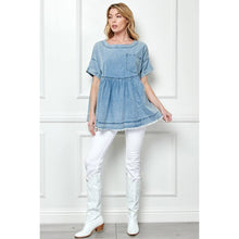 Load image into Gallery viewer, Must Have Oversized Pleated Denim Baydoll Top
