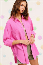 Load image into Gallery viewer, Candy Pink Soft Washed Gauze Button Down Top
