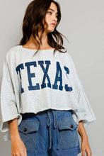 Load image into Gallery viewer, Texas&#39; Graphic Oversized Cropped Top Grey Navy
