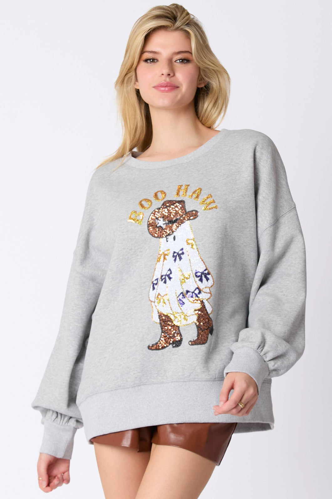 Boo Haw Embroidered Halloween Sweatshirt