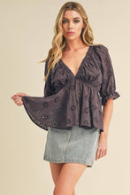 Load image into Gallery viewer, Sweet As Can Be Black Eyelet Embroidered Top
