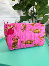 Load image into Gallery viewer, Pinky Quilted Tiger Print Makeup Bag | Cosmetics Toiletry Bag
